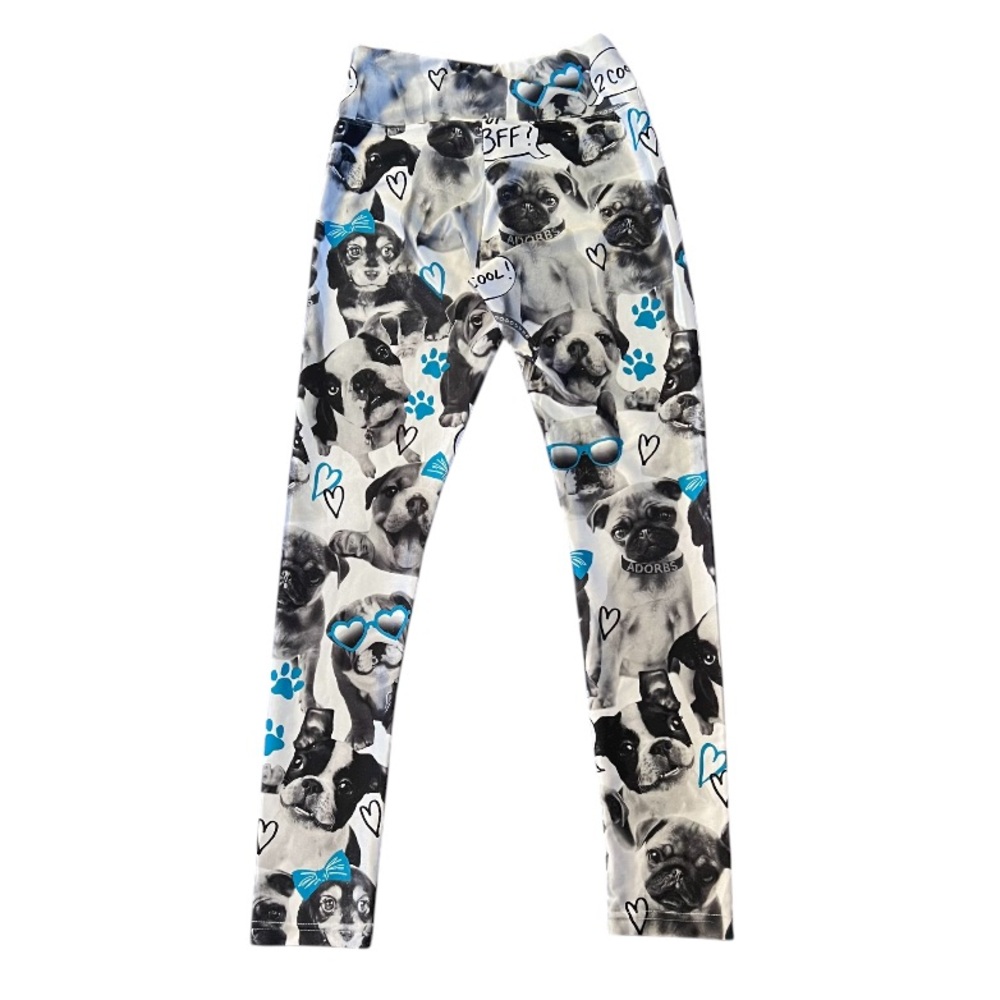Justice Blue and Black Dog Print Leggings GUC - Picture 3 of 4